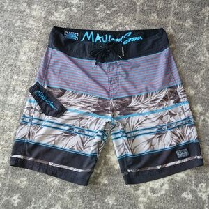 Maui and Sons Tropical Black and Blue Board Shorts